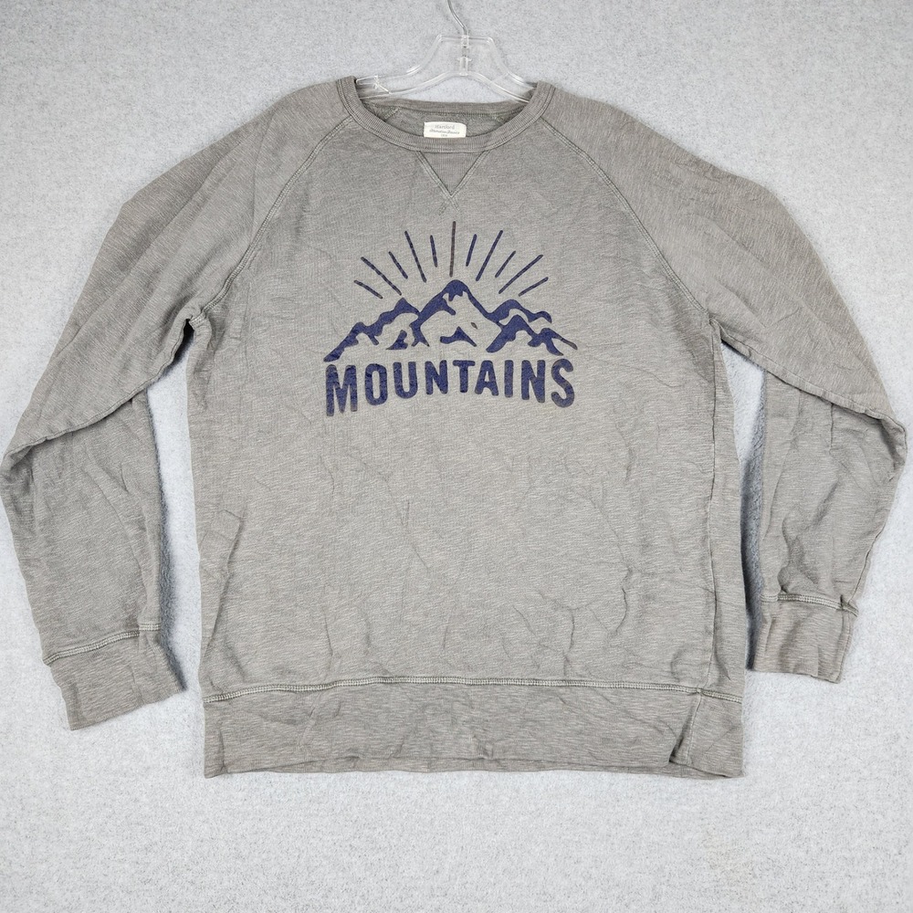 Hartford Sweatshirt Men's XL Gray Mountains Fleece Lined Long Sleeve Crewneck